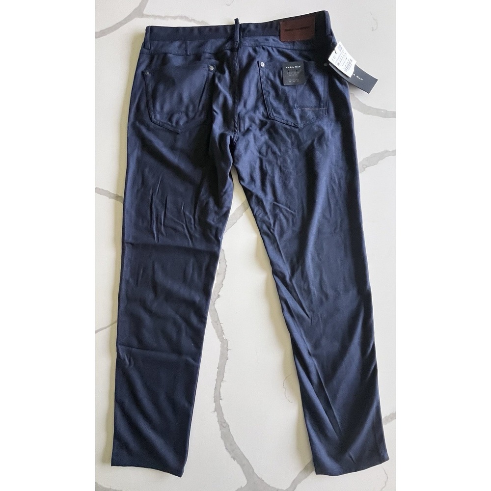 Zara Pants Mens Size 36x30 Navy Blue Skinny Fit 5-pocket Pants Slacks NWT - Picture 3 of 7